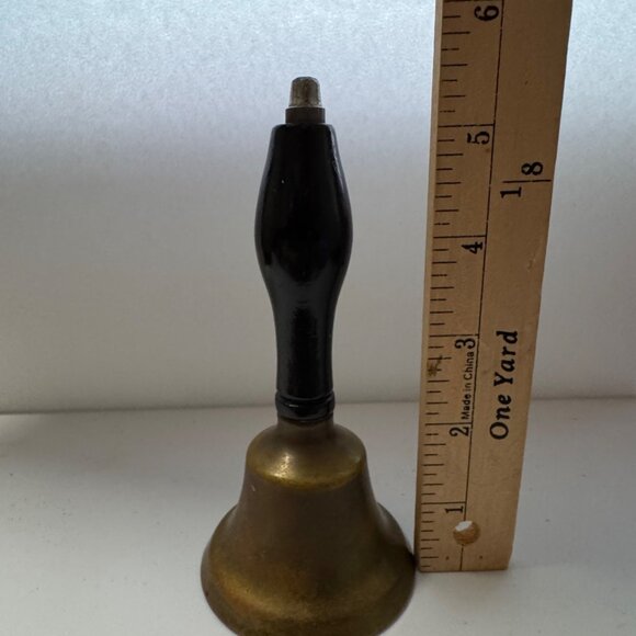 Vintage Brass Handheld Bell With Black Wooden Handle - Picture 5 of 5